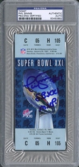 Lot of (2) Signed New York Giants Signed Super Bowl Tickets: Eli Manning & Phil Simms